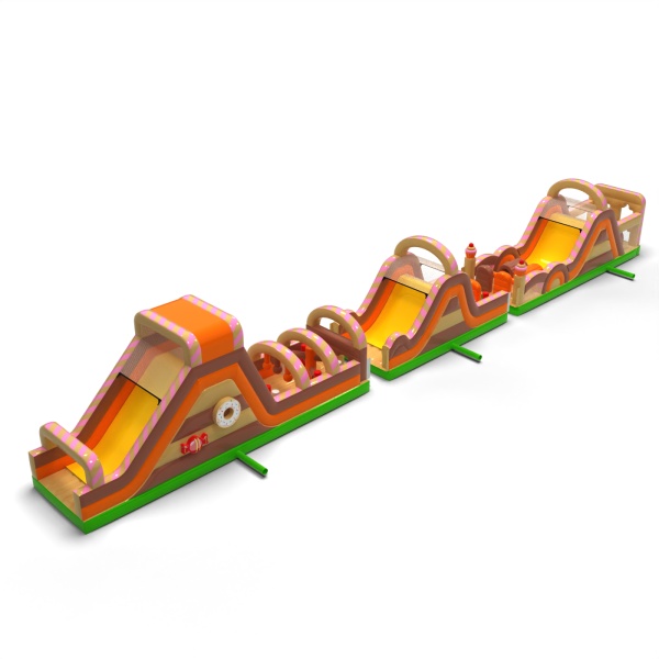 Aufblasbarer Hindernisparcours Bonbons - 30 m
