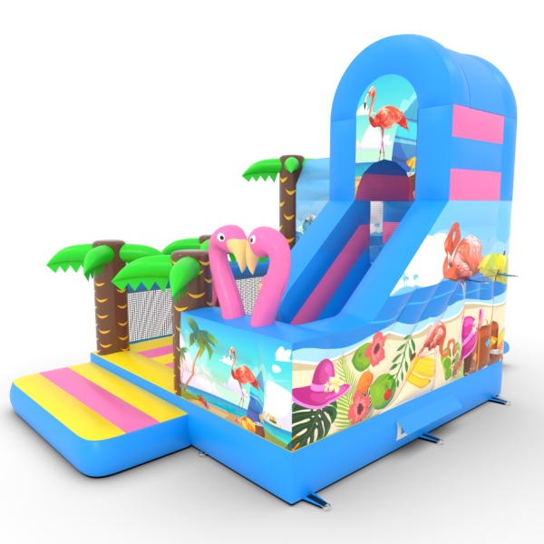 Aufblasbares Spielgerät mit Rutschen-Kombi mit Aufdruck im Hawaii-Motiv