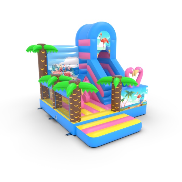 Aufblasbares Spielgerät mit Rutschen-Kombi mit Aufdruck im Hawaii-Motiv