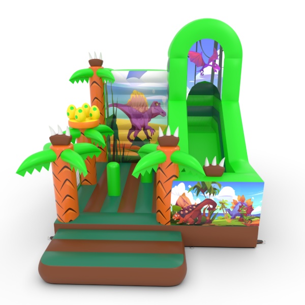 Aufblasbares Spielgerät mit Rutschen-Kombi mit Aufdruck Dino