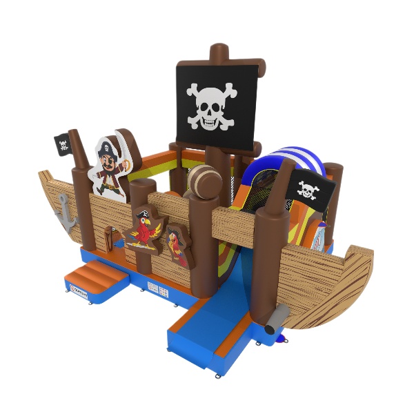 Aufblasbarer Spielplatz Schiff im Piraten-Motiv