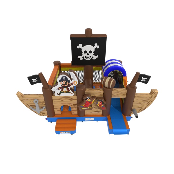 Aufblasbarer Spielplatz Schiff im Piraten-Motiv