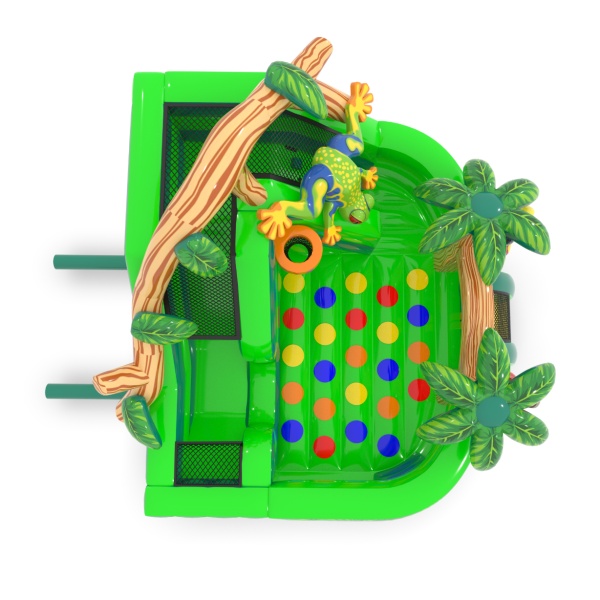 Aufblasbarer Spielplatz Fröschchen im Dschungel-Motiv