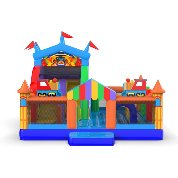 Aufblasbarer Spielplatz 6x6 im Jahrmarkt-Motiv