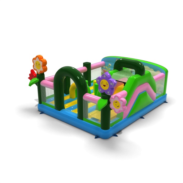 Aufblasbarer Spielplatz 6x5 im Frühlingsmotiv