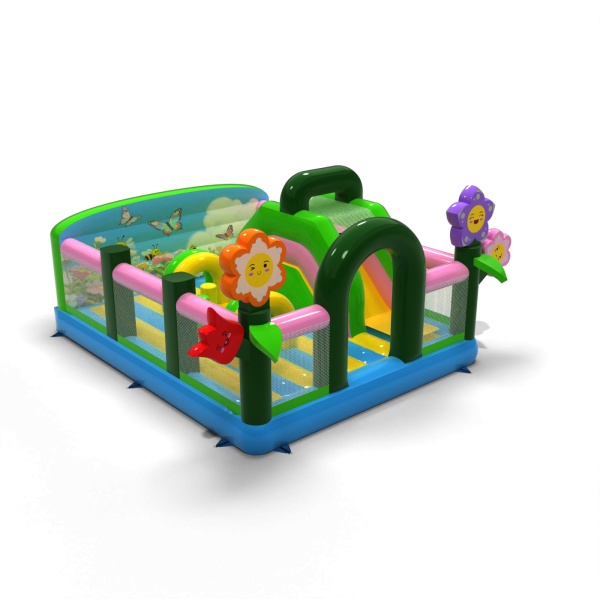 Aufblasbarer Spielplatz 6x5 im Frühlingsmotiv