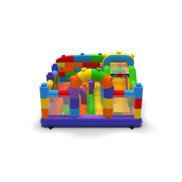 Aufblasbarer Spielplatz 6x5 im Bauklötzchen-Design-Motiv