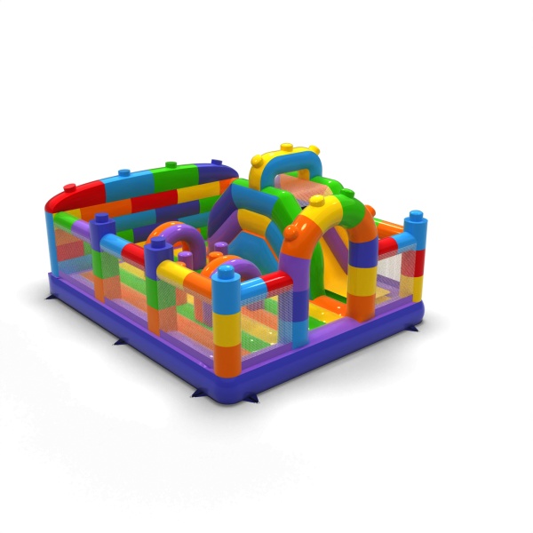 Aufblasbarer Spielplatz 6x5 im Bauklötzchen-Design-Motiv