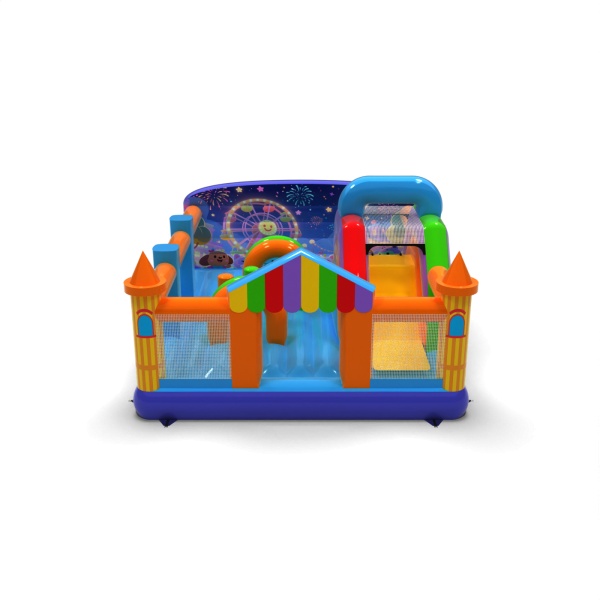 Aufblasbarer Spielplatz 6x5 im Jahrmarkt-Motiv