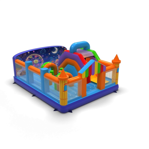 Aufblasbarer Spielplatz 6x5 im Jahrmarkt-Motiv