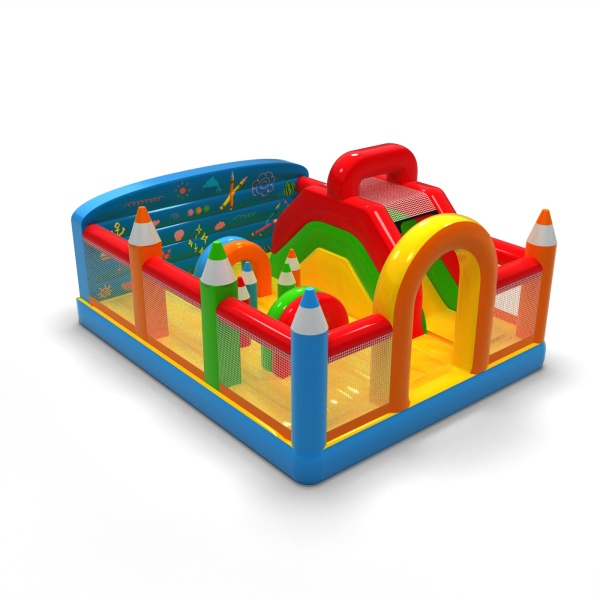 Aufblasbarer Spielplatz 6x5 im Buntstiftmotiv
