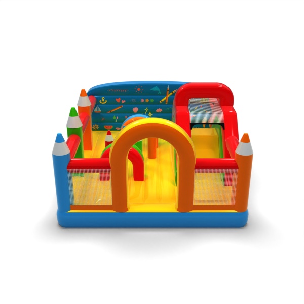 Aufblasbarer Spielplatz 6x5 im Buntstiftmotiv