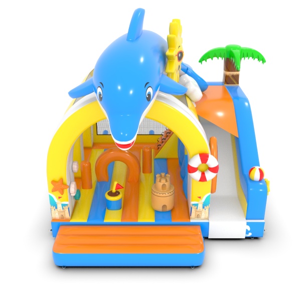 Aufblasbares Spielgerät mit Rutschen-Kombi im Hawaii-Motiv