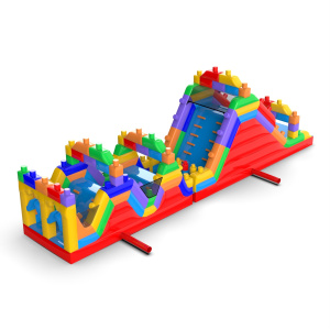 Aufblasbare Hindernisbahn farbige Blöcke - 15m