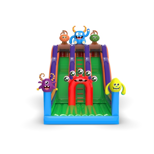 Doppelte offene Rutsche im Monster-Motiv