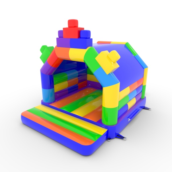Hüpfburg 4,5x3,6 im Bauklötzchen-Design-Motiv