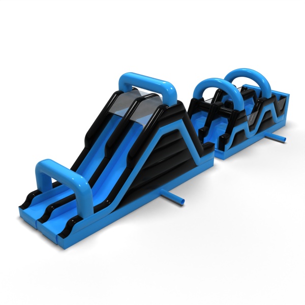 Aufblasbarer Hindernisparcours Race Blau - 15 m