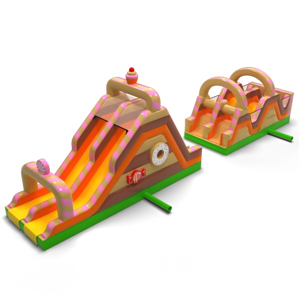 Aufblasbarer Hindernisparcours Bonbons - 15 m