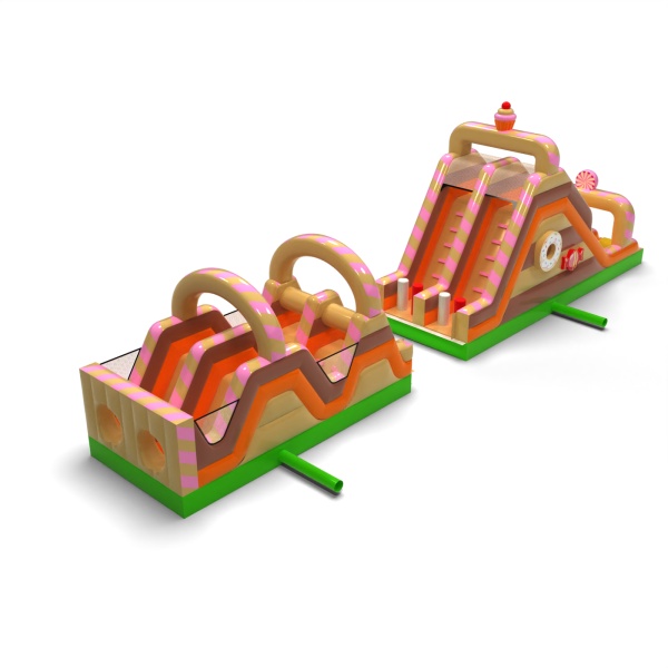 Aufblasbarer Hindernisparcours Bonbons - 15 m