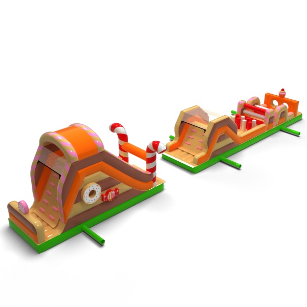 Aufblasbarer Hindernisparcours Bonbons - 20 m