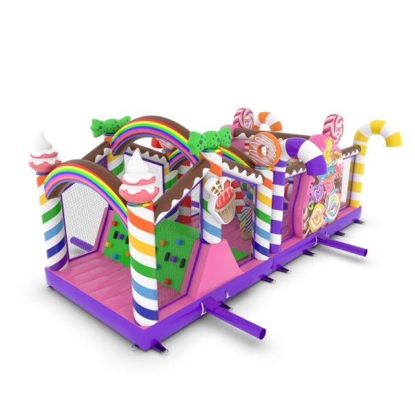 Aufblasbarer Hindernisparcours Bonbons - 10 m