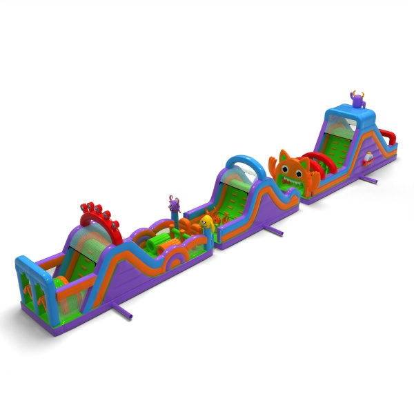 Aufblasbarer Hindernisparcours Monster - 30 m