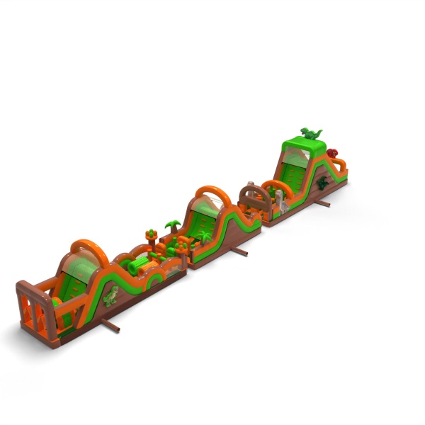 Aufblasbarer Hindernisparcours Dino - 30 m