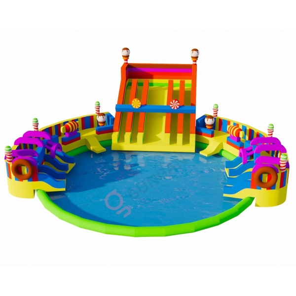 Boden-aufblasbarer Wasserpark - Motiv im Süßigkeitenstil