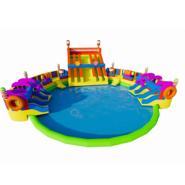 Boden-aufblasbarer Wasserpark - Motiv im Süßigkeitenstil