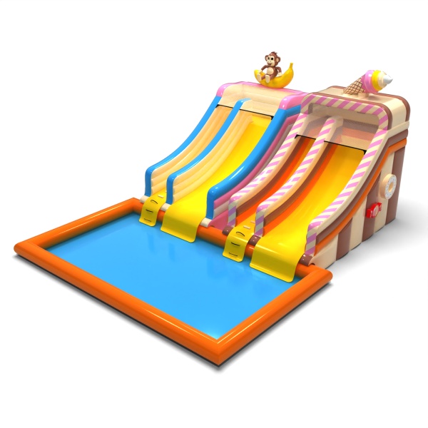 SET aufblasbarer Wasserrutschen mit Pool - hawaiianisch und bonbonfarben