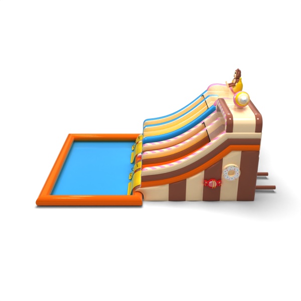 SET aufblasbarer Wasserrutschen mit Pool - hawaiianisch und bonbonfarben