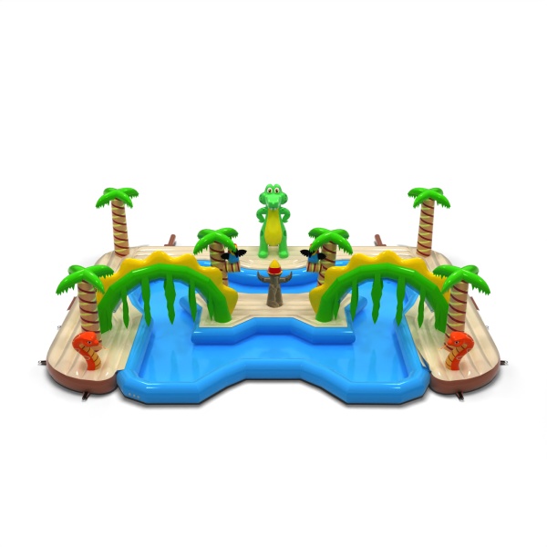 Aufblasbare Wasserinsel im Hawaii-Motiv